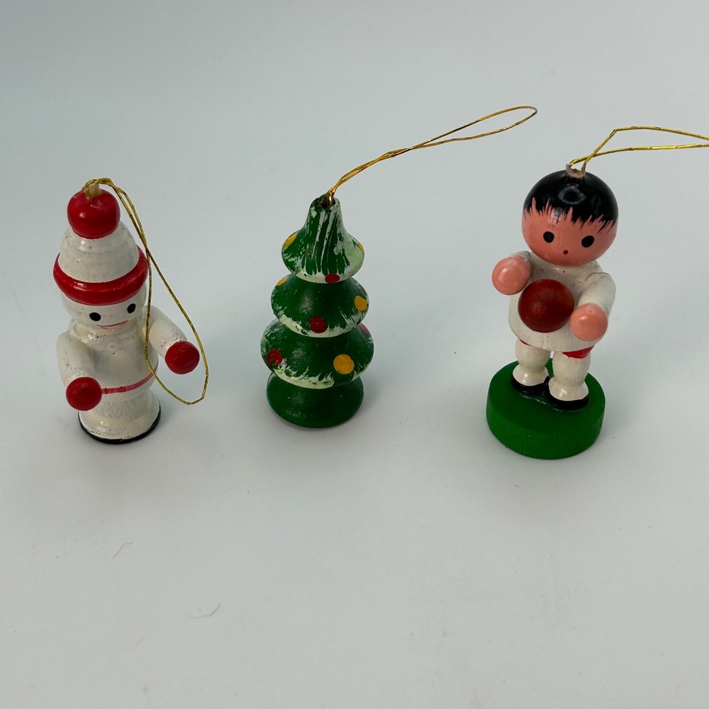 Set of 18 Vintage Hand Painted Wooden Christmas Ornaments Miniature Figures READ - Picture 3 of 13